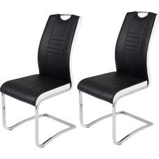 Hela Tische, Tabea Set of 2 Swing Chairs Faux Leather Black and White with Handle Hole Metal Frame Chrome 43 x 61 x 99 cm