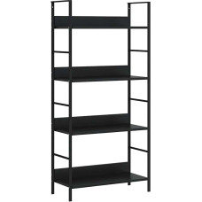 vidaXL knygų spinta, 4 lentynos, stovinti lentyna, metalinė lentyna, virtuvės lentyna, batų laikiklis, knygų spinta, juoda, 60 x 27,6 x 124,5 cm, medžio medžiaga