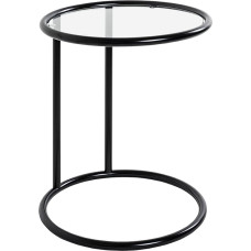 HAKU Apvalus staliukas su stikliniu stalviršiu Juodas metalinis staliukas su 5 mm apsauginiu stiklu Matmenys H 55 x skersmuo 45 cm Stilius: Modernus