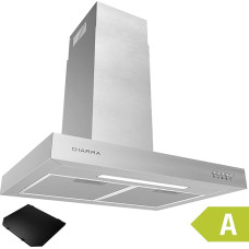 CIARRA CBCS6125 Energijos vartojimo efektyvumo A viryklės gaubtas sidabrinis 60 cm 370 m³/h su CBCF004 aktyvuotos anglies filtru 3 galios lygiai ištraukiamojo oro recirkuliacijos sieninis ištraukiamasis gaubtas