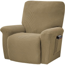 TOPCHANCES Stretch Recliner Cover, Deck Chair Cover, Couch Cover, Non-Slip Sofa Slipcover, baldų apsauga su elastinga apatine šonine kišene (chaki), TYT01, vienas dydis