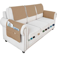 Sesselschoner für Relaxsessel mit Armlehnen, 1/2/3 Sitzer Sesselbezug, Wasserdicht & rutschfest Möbelschutz für Sofa, Stuhl(Khaki,3 Stater)