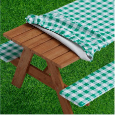 Picnic Table Cover with Bench Covers with Elastic Vinyl Flannel Backed Fits Table 28