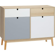 HOMCOM Svetainės spinta Svetainės spinta su 2 uždaromis spintelėmis ir 2 stalčiais Pušies mediena Pakeltos kojos virtuvei Miegamasis Prieškambaris 100 x 40 x 79,5 cm Įvairiaspalvė