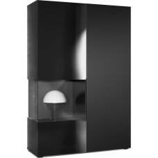 Vladon Morena Chest of Drawers Tall Cabinet, Made in Germany, Body in Matte Black / Right Door and Insert in Matt Black