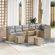 9-teiliges Sofaset für Terrasse schwarz mit Kissen Außensofa Set mit Stauraum 9 Teile Gartenmöbel Set 9 Stück schwarz 9er Garten Sofa mit Kissen