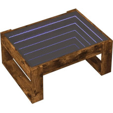 vidaXL Coffee Table, Side Table with Infinity LED, Sofa Table, Coffee Table for Living Room, Tea Table, Living Room Table, Smoked Oak Wood Material Glass