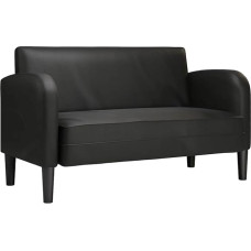 vidaXL Dviejų vietų sofa Juoda 110 cm dirbtinės odos dviejų vietų sofa Minkšta sofa 2 sėdimų vietų sofa Sofa Lounge sofa Svetainės sofa Minkšta sofa