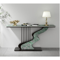 Siaura konsolė, sofos stalas su metaliniu pagrindu už sofos, prabangus prieangio stalas su storesniu stalviršiu, skirtas svetainei (juoda E, 150 x 30 x 80 cm)