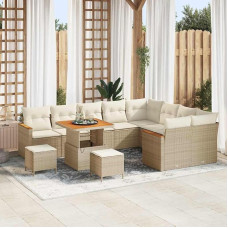 Modulares Gartensofa-Set 12-teilig mit Kissen in Beige aus Poly Rattan - Lauko sofos komplektas sodui ir terasai