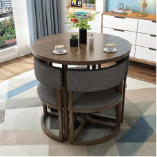 Round Leisure Table and Chair Set 4, Office Reception Room Club Table, Coffee Table and Chair Combination Balcony Living Room Dining Table, Perfect for Balcony, Dining Room, Office (Color :