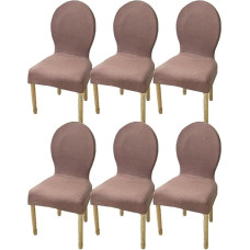 Küchen-Esszimmerstuhlbezüge, Set mit 2/4/6 Esszimmerstühlen mit runder Rückenlehne Schonbezüge ohne Armlehnen für Esszimmerstühle aus Holz mit Polsterung (Spalva : ruda, Dydis : 6PCS)