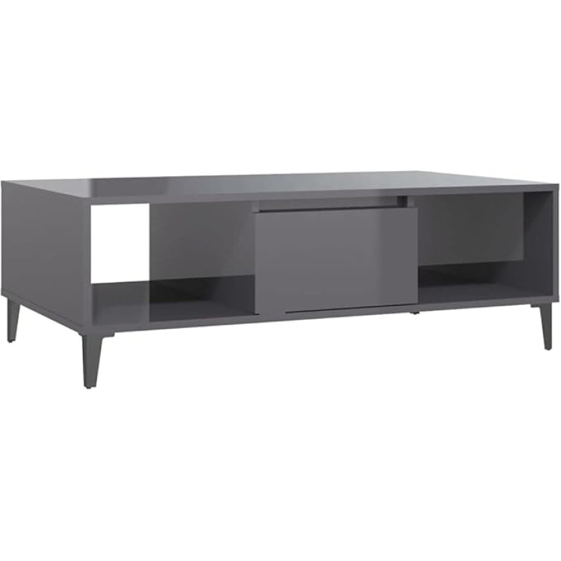 vidaXL Kavos staliukas Šoninis staliukas Svetainės staliukas Kavos staliukas Sofos staliukas Arbatos staliukas Svetainės metalinės kojos Blizgios pilkos spalvos 103,5 x 60 x 35 cm Medienos medžiaga