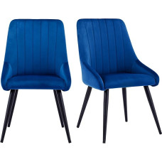 Duhome Set of 2 Dining Room Chairs Made of Fabric Velvet Chairs Retro Design Upholstered Chairs with Backrest Metal Legs Choice of Colours 8066 (Velvet, Dark Blue)