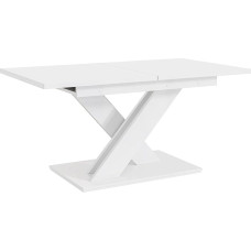 MEBLINI Išskleidžiamas valgomojo stalas, modernus valgomojo stalas, virtuvės stalas, stalas su kolonomis, išskleidžiamas stalas, valgomojo stalas, valgomojo kambario stalai, 140-180 x 80 x 75 cm, Bronx, matinis baltas