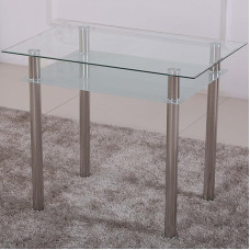 Euro Tische HOOZ Glass Dining Table with 6 mm Safety Glass and Facet Cut, Glass Table as Dining Room Table/Kitchen Table (90 x 60 x 75 cm, Satin)