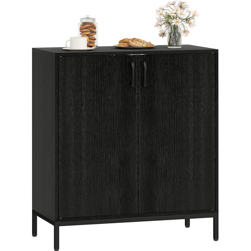 HOMCOM Living Room Sideboard with 2 Doors, Modern Kitchen Sideboard, Adjustable Shelf and Raised Base, for Dining Room, Hallway, Bedroom, 80 x 40 x 90 cm, Black