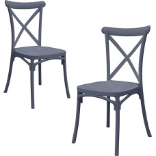 GARDENIA Country Resin Chair Vintage Black 2 Chairs