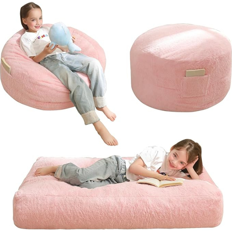 MAXYOYO Bean Bag Chair Bed for Kids, Convertible Bean Bag, Folds from Lazy Chair to Floor Mattress Bed, Filled Floor Sofa, Couch, Sofa Bed for Boys and Girls, High Density