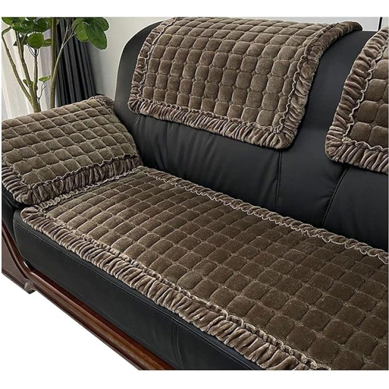 Velveto sofos užvalkalas Kampinė sofa L formos sofos užvalkalas Sofos užvalkalas Sofos / sofos užvalkalas mesti antklodę Kampinė sofa 4/3/2/1 vietų sofos apsauga Sofos užvalkalai Neslystantis šuo katė (spalva: Tamsiai ruda spalva, dydis: 70x2