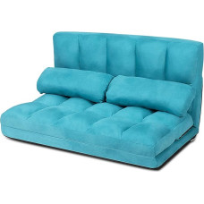 COSTWAY Sofa lova su 2 pagalvėlėmis, sofa lova su 6 lygių reguliuojamu atlošu, tinginio sofa sulankstoma, grindų sofa miegamajam, svetainei ir balkonui