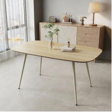 JIEXI Modernus kaimiškas valgomojo stalas Stačiakampio formos MDF medienos stalas su metalinėmis kojomis Natūralaus medžio išvaizda 120x70x75cm Valgomojo stalas 4-6 asmenims