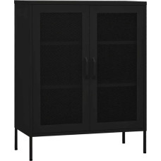 vidaXL Sandėliavimo spinta Sideboard Komoda Plieninė spinta Šoninė spinta Daugiafunkcinė spinta Knygų spinta Stovinti spinta Juoda 80 x 35 x 101,5 cm Plienas