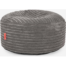 Lounge Pug Large Round Footstool, Pouf, Bean Bag Stool, Large, Corduroy Graphite Grey