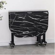 Erdvę taupantis sulankstomas valgomojo stalas ant ratukų Tvirtas anglinio plieno rėmas Sutirštintos plokštės dizainas 120 x 80 x 75 cm siekti laimės