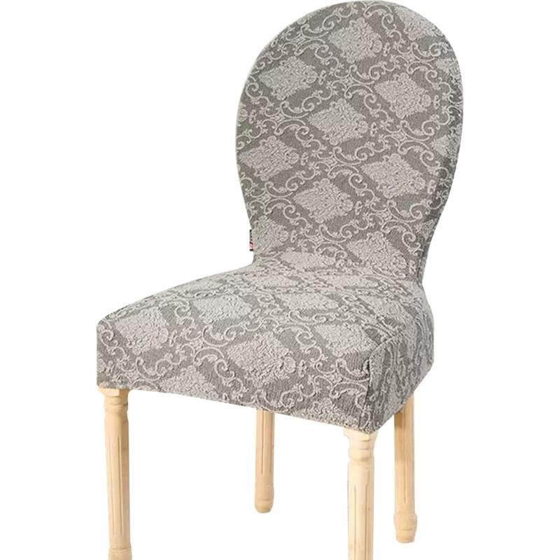 Esszimmerstuhlhussen mit runder Rückenlehne, Stretch-Schonbezüge für Küchen- und Restaurantstühle, elastischer Spandex-Stoffschutz, passend für die meisten runden / ovalen Rückenlehnen (Hellgrau, 1,1