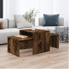Kavos staliukų rinkinys Dūminio ąžuolo 100 x 48 x 40 cm Medienos medžiaga Šoninis staliukas Kavos staliukas su laikymo vieta Svetainės staliukas Sofos staliukas Telefono staliukas Tvirtas ir ilgaamžis stilingo stiliaus svetainės staliukas