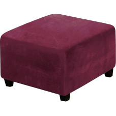 Velvet Plush 1 dalis Stretch Stool Cover Stačiakampio formos taburetės Osmanų apsauginis dangtelis Kojų atramos apsauginis dangtelis su elastinga baze Skalbiamas Super minkštas universalus dangtelis (vyno raudona, vidutinis)