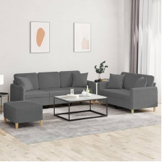 3-TLG. Sofagarnitur mit Kissen Dunkelgrau, Sofagarnitur Dunkelgrau 3-TLG., Sofa-Set dunkelgraue mit Kissen aus strapazierfähigem Stoff