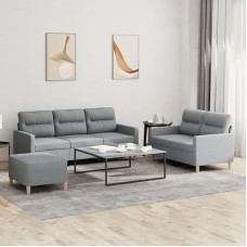 ZEYUAN 3-TLG. Sofagarnitur mit Kissen Hellgrau Stoff, Sofos ir sofos, Sofa Wohnzimmer, Sofa Für Jugendzimmer, Relaxsofa, Sofa Für Schlafzimmer, Polstersofa - 3201608