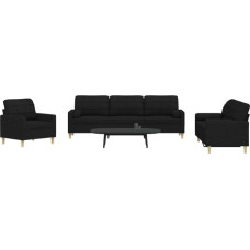 3-TLG. Sofagarnitur mit Dekokissen Hellgrau Stoff, Sofa-Set mit robustem Metallrahmen für EIN bequemes Sitzerlebnis und weicher Polsterung
