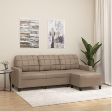 ZEYUAN 3-vietė sofa su taburete, kapučino rudos spalvos, 180 cm, dirbtinė oda, svetainė, jaunimo sofa, relaksacinė sofa, sofos ir kušetės, sofa miegamajam, jaunimo, vaikų kambariui