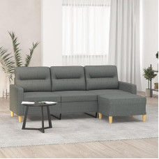 3201074 3-Seater Sofa with Stool, Dark Grey, 180 cm Fabric, Sofas & Couches, Living Room, Sofa for Teenager's Room, Relaxing Sofa, Sofa for Bedroom, Upholstered Sofa