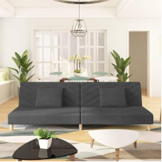 LAPOOH Sofa-lova 2 sėdimų vietų su 2 pagalvėlėmis Tamsiai pilkas audinys, poilsio sofa, sofos ir kušetės, relaksacinė sofa, sofa svetainei, sofa su miego funkcija - 375888