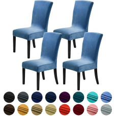 Howhic Velvet kėdžių dangteliai valgomojo kambariui, 4 vnt., elastingi valgomojo kėdžių dangteliai, plaunamos virtuvės kėdės, elegantiška dekoracija namams ir banketams (upės pusė, 4 vnt.)