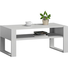 MATKAM KAJA Coffee Table, H50 x W100 x D53.6 cm, Loft Retro, Open Shelf Under Table Top, Blade Legs (White/White)