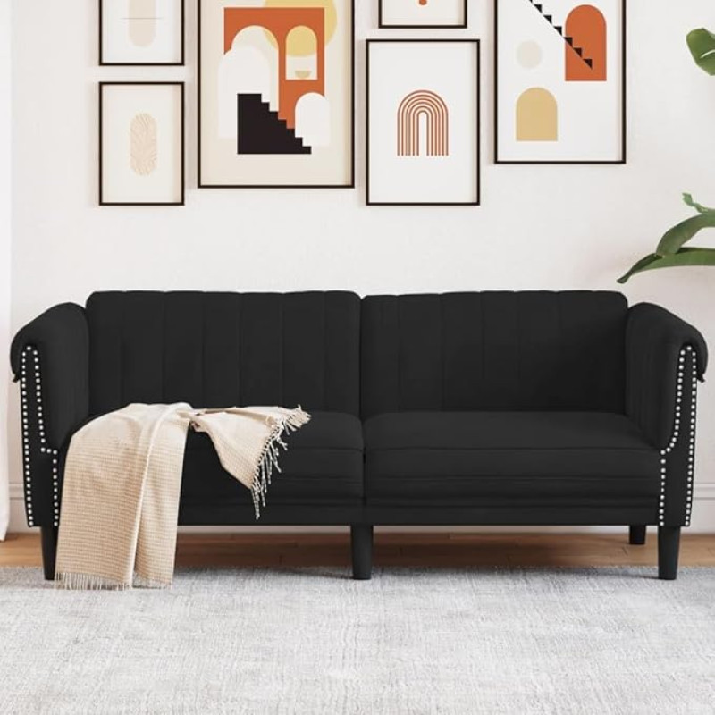 ShGaxin 372580 2-vietė sofa 2-vietė juodo aksomo sofa, sofos ir kušetės, poilsio sofa, sofa svetainei