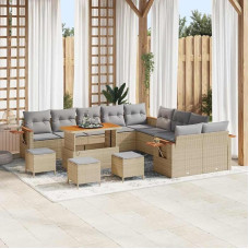 Modulares Gartensofa-Set 18 Stück in Schwarz aus Poly-Rattan mit Kissen - 17-teiliges Outdoor-Sofa-Set als Gartenmöbel für die Terrasse