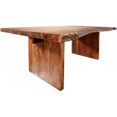 MASSIVMOEBEL24.DE Masyvus valgomojo stalas Medžio kraštas Kaimo namų stiliaus riešutmedžio lakuotas medžio stalas 210 x 110 cm Akacijų laisvos formos #103