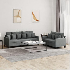 2-TLG. Sofagarnitur mit Kissen Sofa Wohnzimmer Sitzgruppe Wohnzimmer Sofos komplektas Sofas FüR Wohnzimmer Dunkelgrau Stoff - 3201665