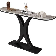 Konsolentisch für den Eingangsbereich, schmaler Sofatisch aus Marmor, schmaler Konsolentisch mit Metallgestell, für Wohnzimmer, Flur, Foyer, Landhausstil (Schwarz C, 150 cm/59 Zoll)