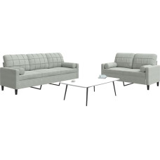 2 dalių sofos komplektas su pagalvėle Sofa Svetainės sofos komplektas Svetainės sofos komplektas Sofos svetainei ir pagalvėlės Šviesiai pilkas aksomas