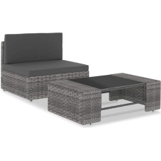 Modulares Mittelsofa Poly Rattan Grau PE Rattan Möbel Lauko sofa 2-TLG. Garten Lounge Set