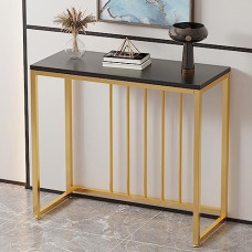 Konsolentische für Flur, schmale Beistelltische aus Glas für Wohnzimmer, Eingangstisch, moderner Konsolentisch mit Holzplatte und Metallgestell für Wohnzimmer, Foyer, Flur, Büro, schmaler So