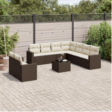 10-TLG. Garten-Sofagarnitur Braun Poly Rattan mit Kissen, Gartenmöbel Set 10-TLG. Braun, lauko sofagarnitur mit wasserabweisendem Beutel und Stauraum