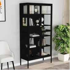 Refined Display Case Black 90 x 40 x 180 cm Steel and Tempered Glass